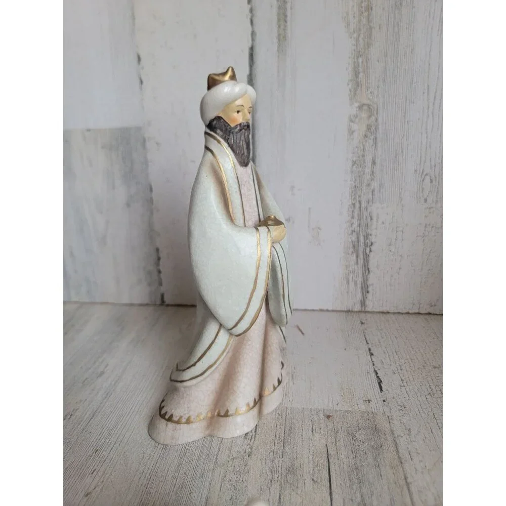 Vintage 3 king‎ gift rustic ceramic figure xmas religious